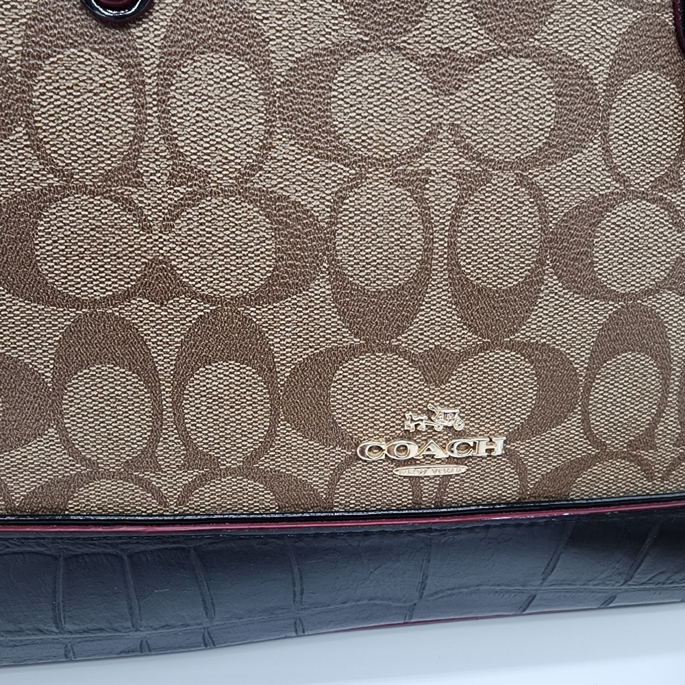 Coach Signature Sierra Exotic Mix Leather Satchel Handbag with FLAW - Picture 11 of 16